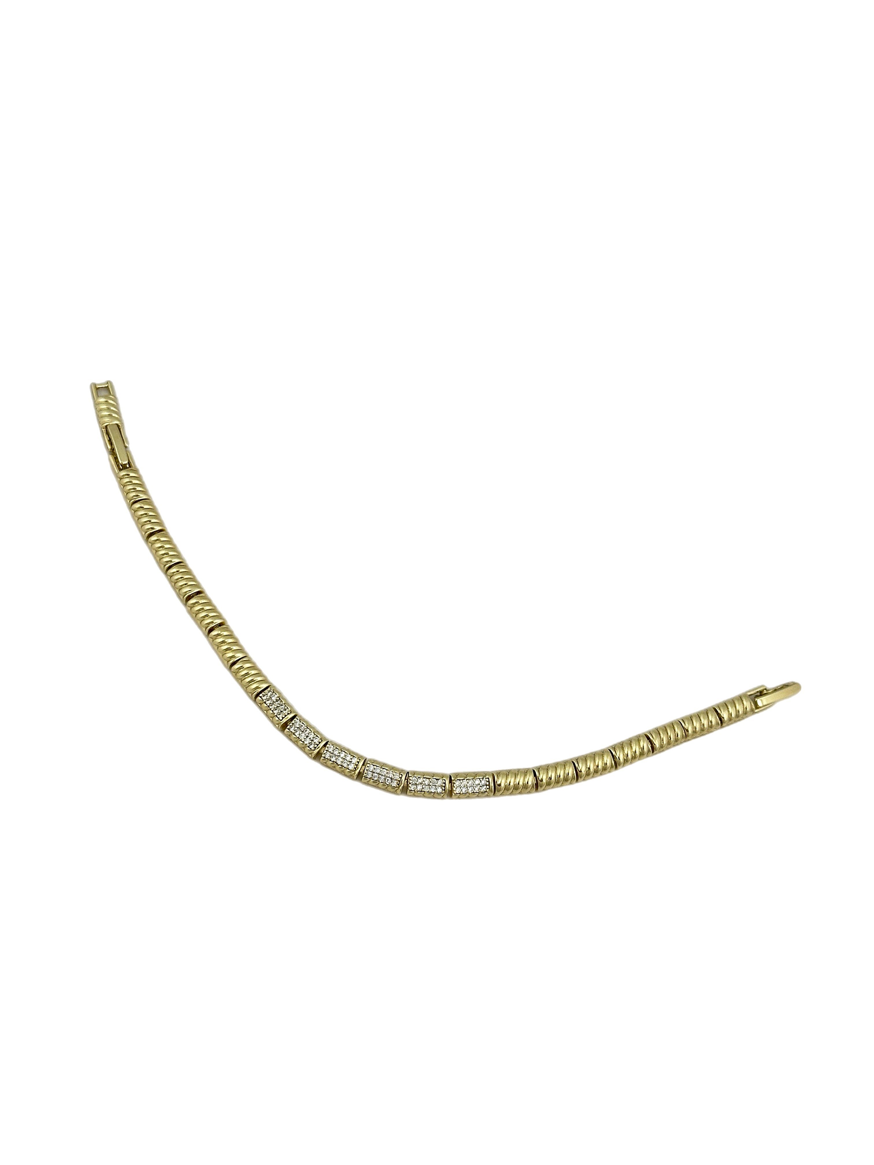 Özel Seri Zirkon Taşlı Burgu Görünüm Kesik Plaka Bileklik (19 Cm)