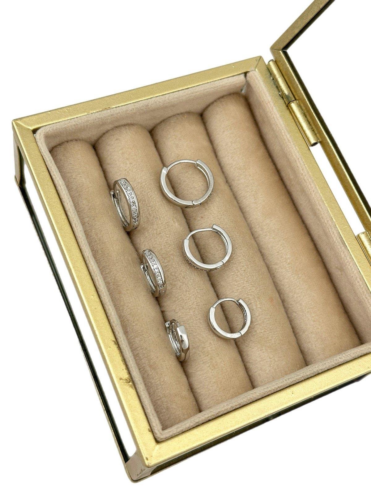 Özel Seri Zirkon Taşlı Büyüklü Küçüklü Gümüş Mini Altılı Halka Set Küpe