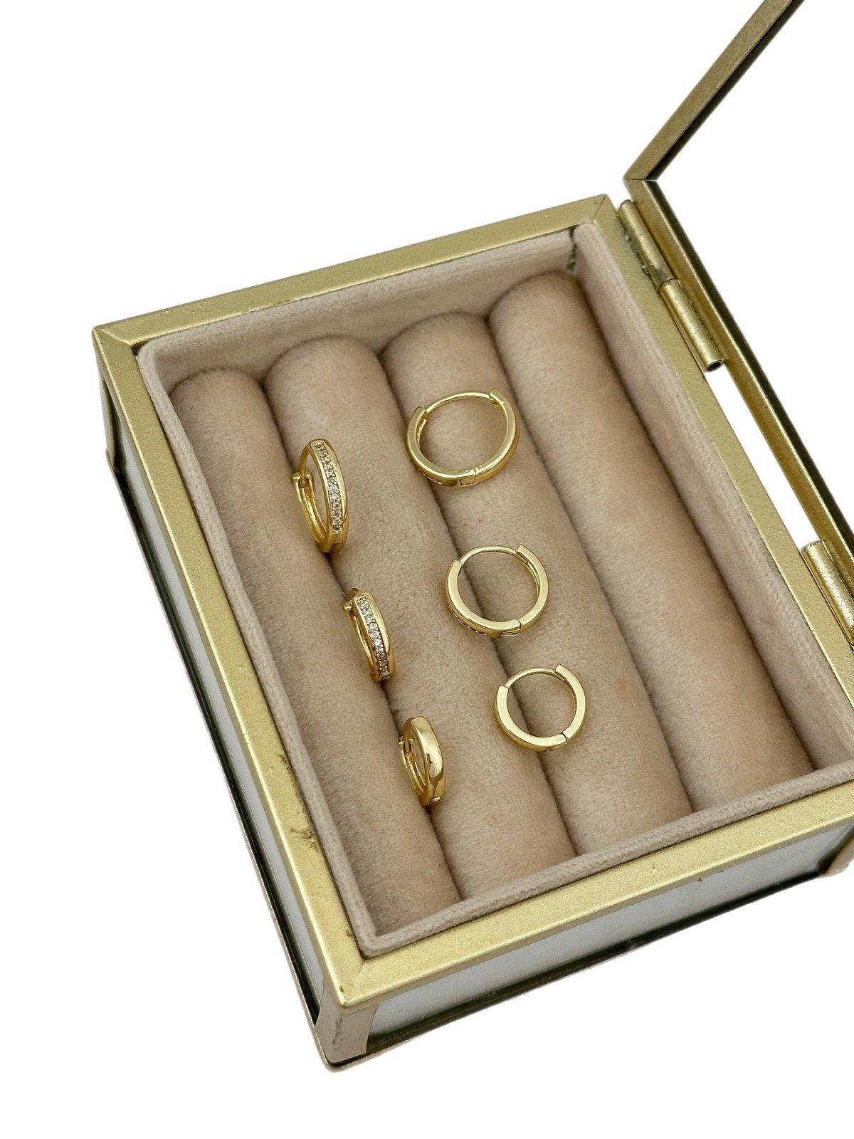 Özel Seri Zirkon Taşlı Büyüklü Küçüklü Mini Altılı Halka Set Küpe