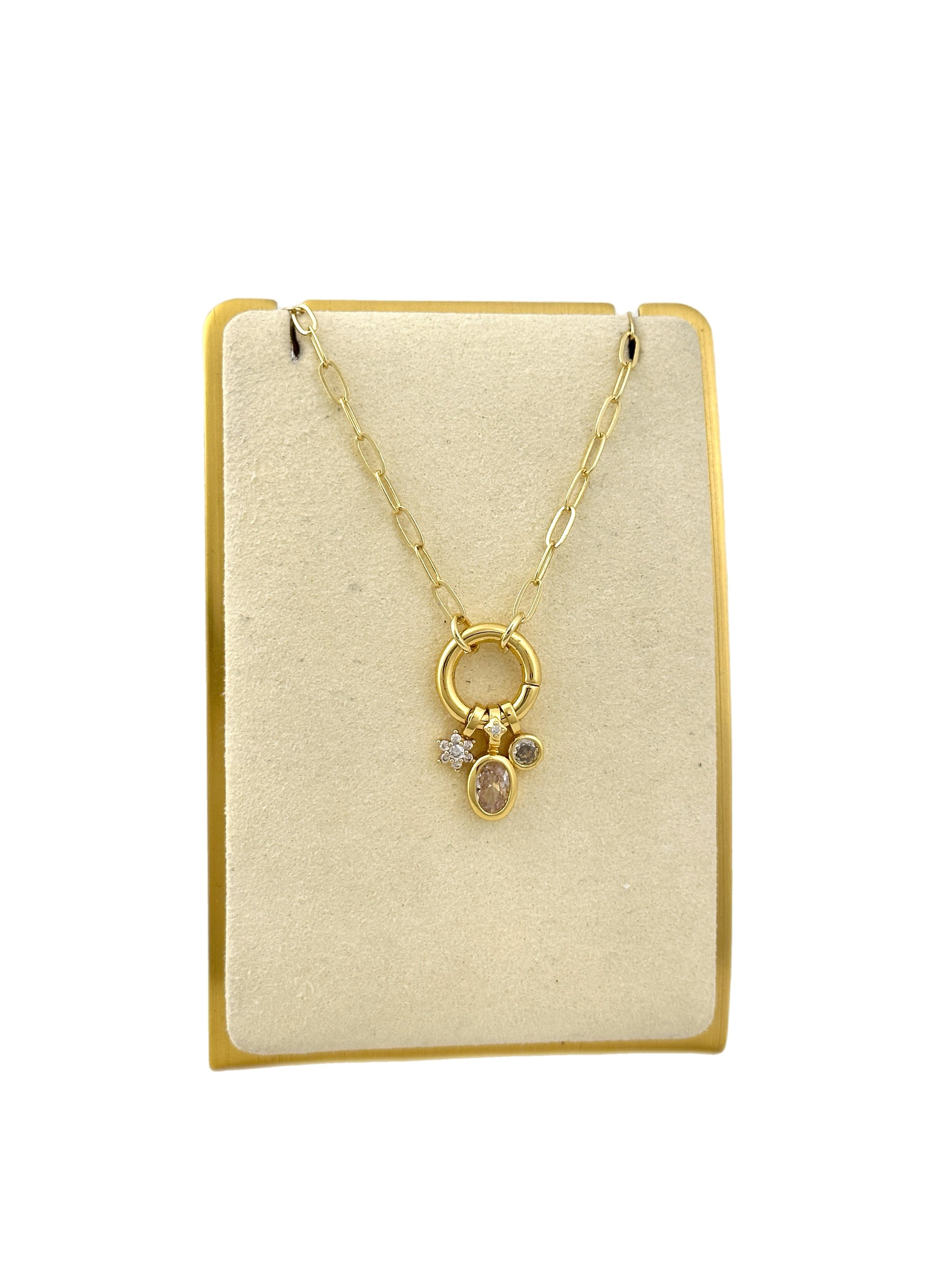 Özel Seri Zirkon Taşlı Charm Kolye ( 48 Cm )