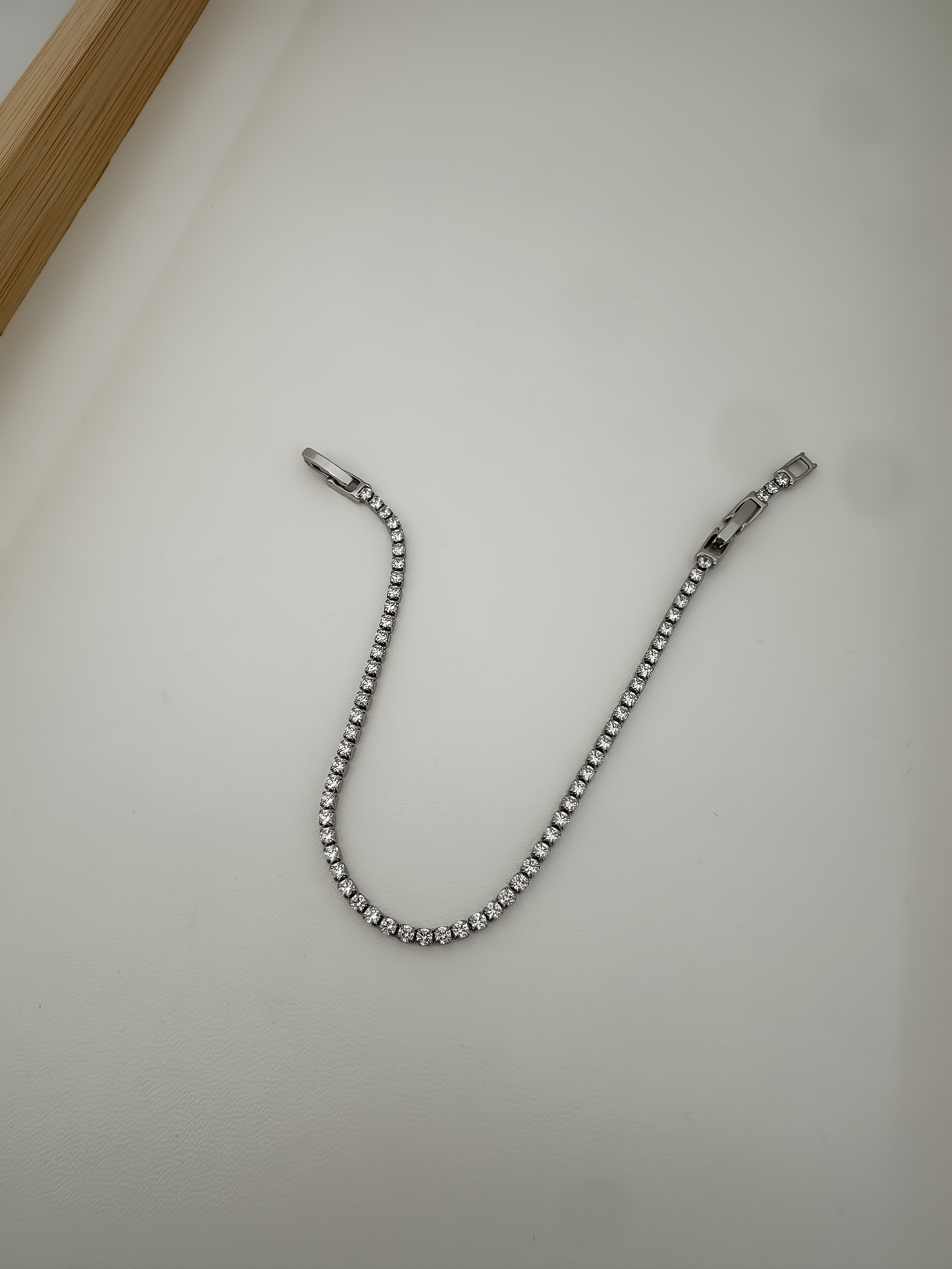 Özel Seri Zirkon Taşlı Su Yolu 2 mm Bileklik ( 19 Cm )