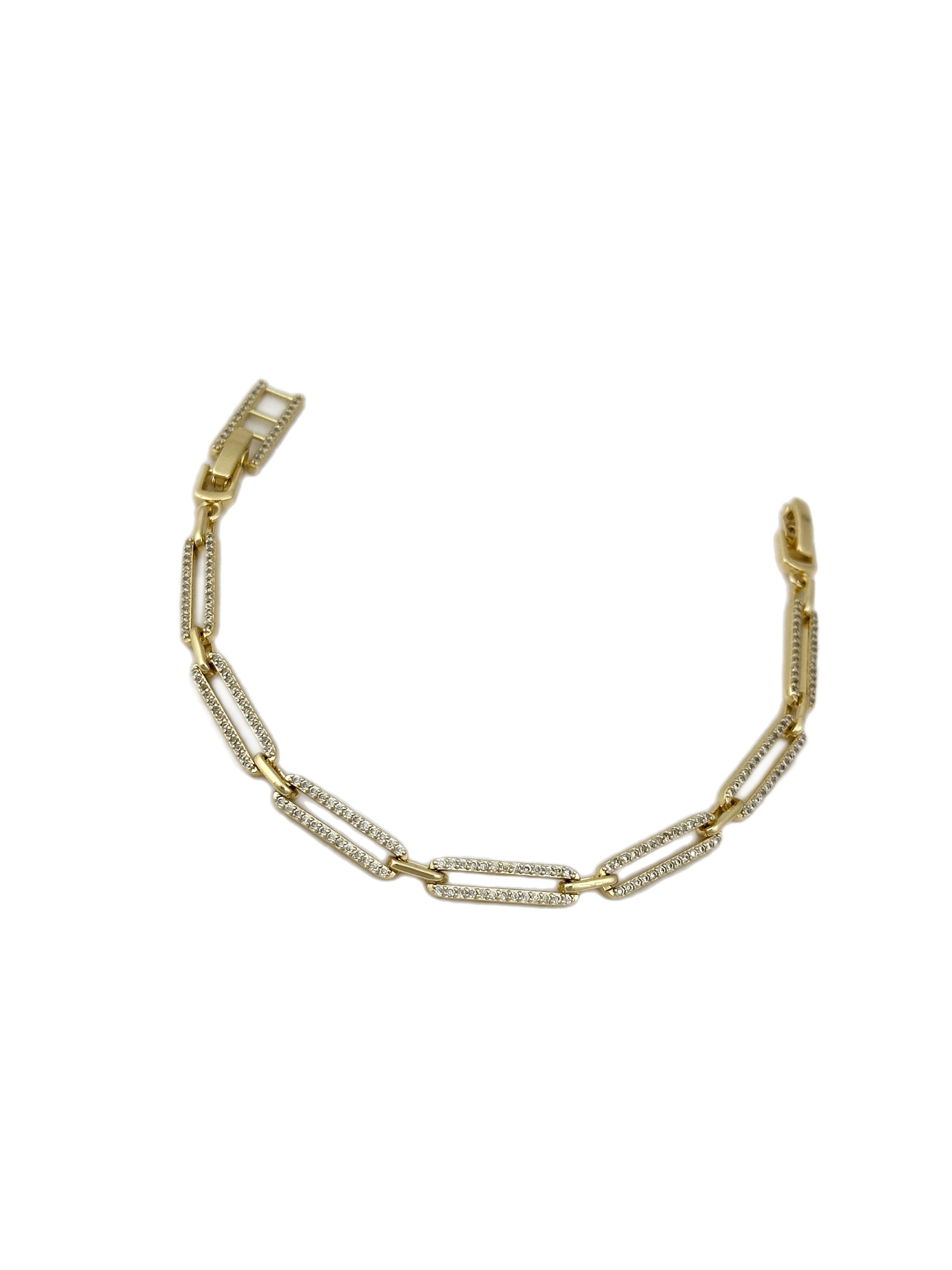 Özel Seri Zirkon Taşlı Uzun Oval Halka Geçmeli Bileklik ( 19 Cm )