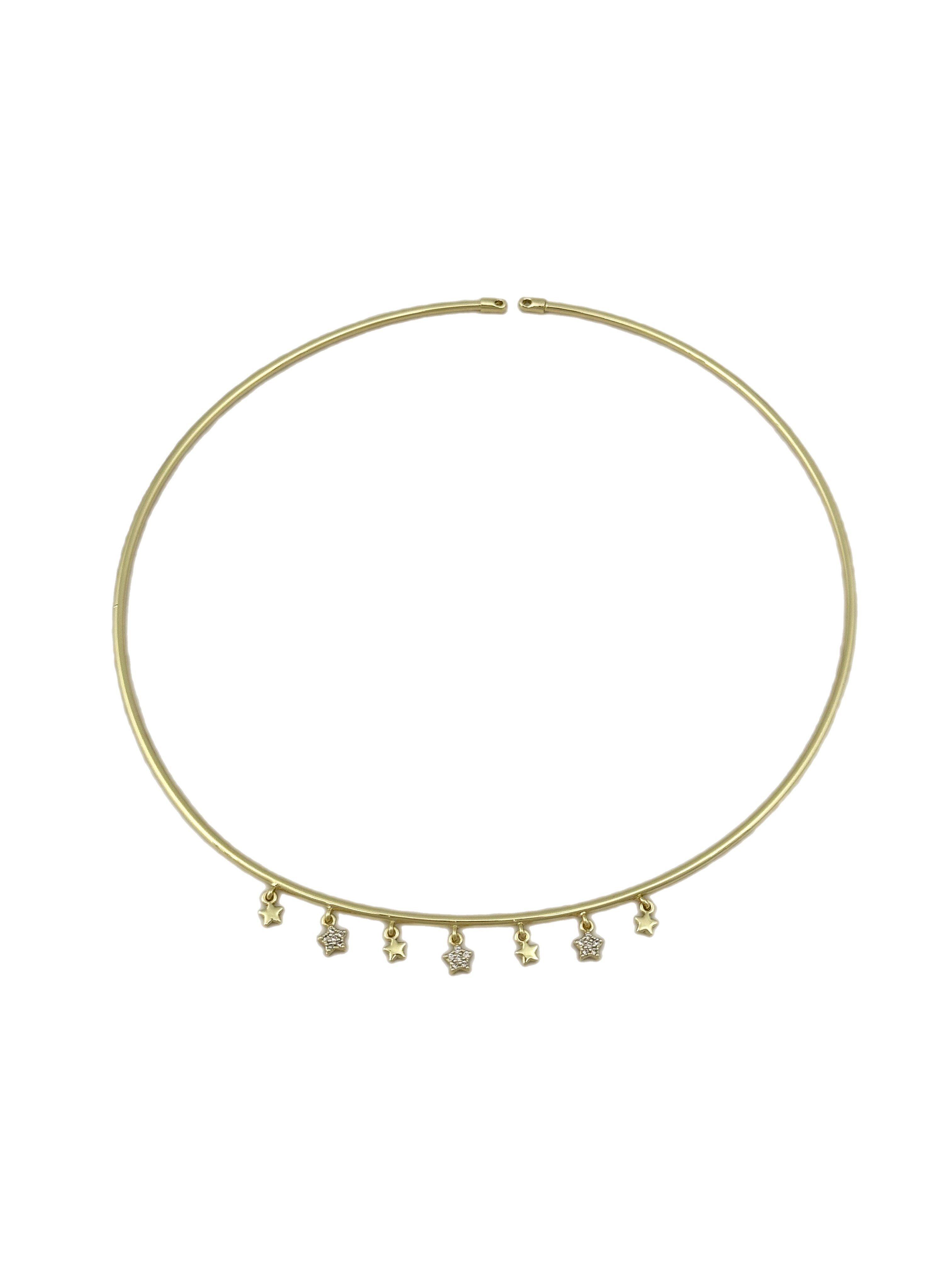 Özel Seri Zirkon Taşlı ve Plaka Yıldız Sallantılı Boru Plaka Choker Kolye