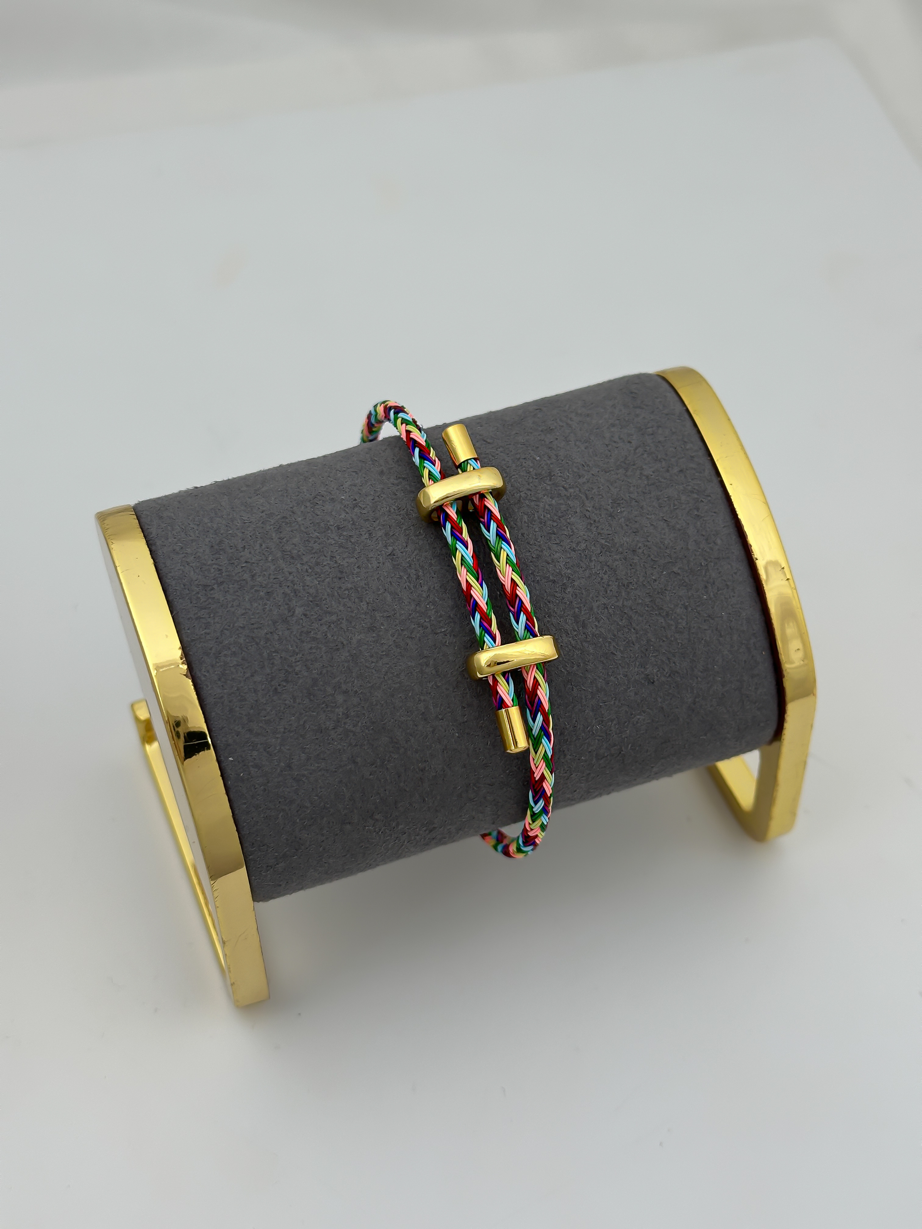 Renk Geçişli Örme İp Çelik Plaka Detay Ayarlanabilir Bileklik