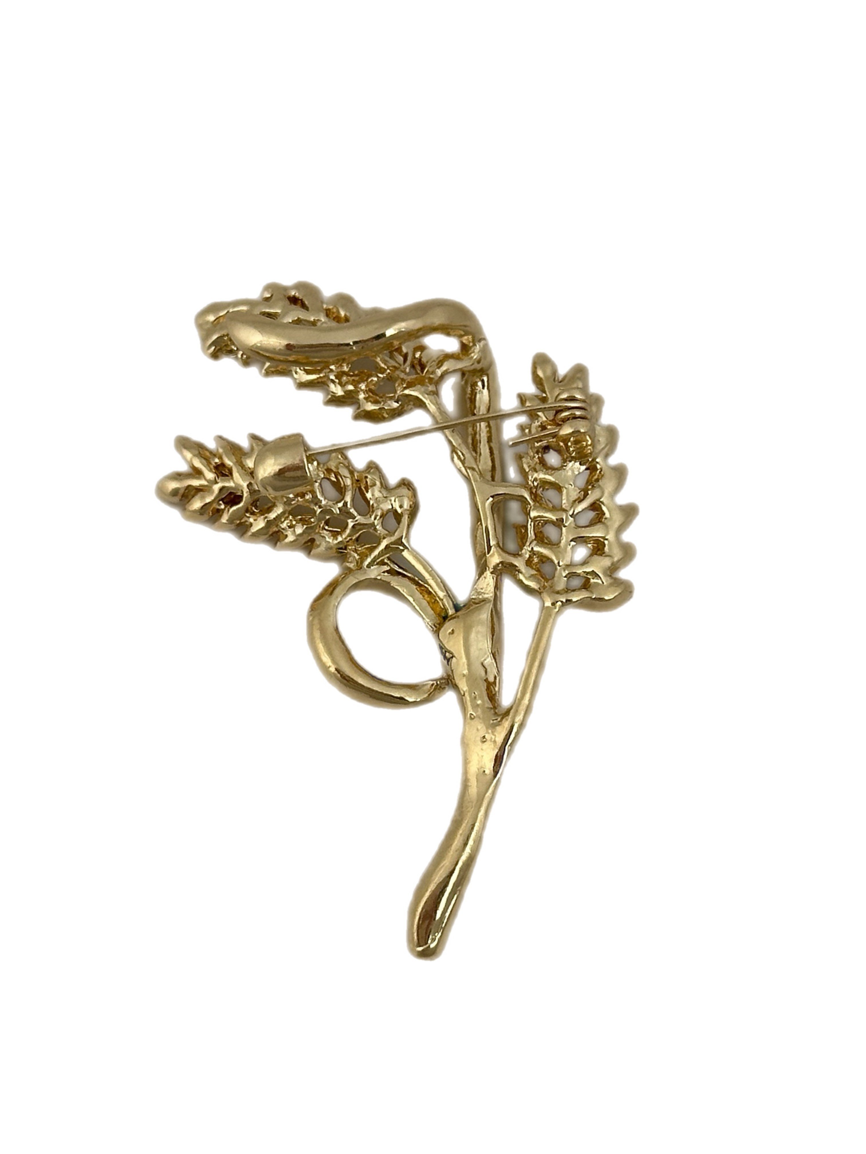 Sarı Taşlı Başak Broş