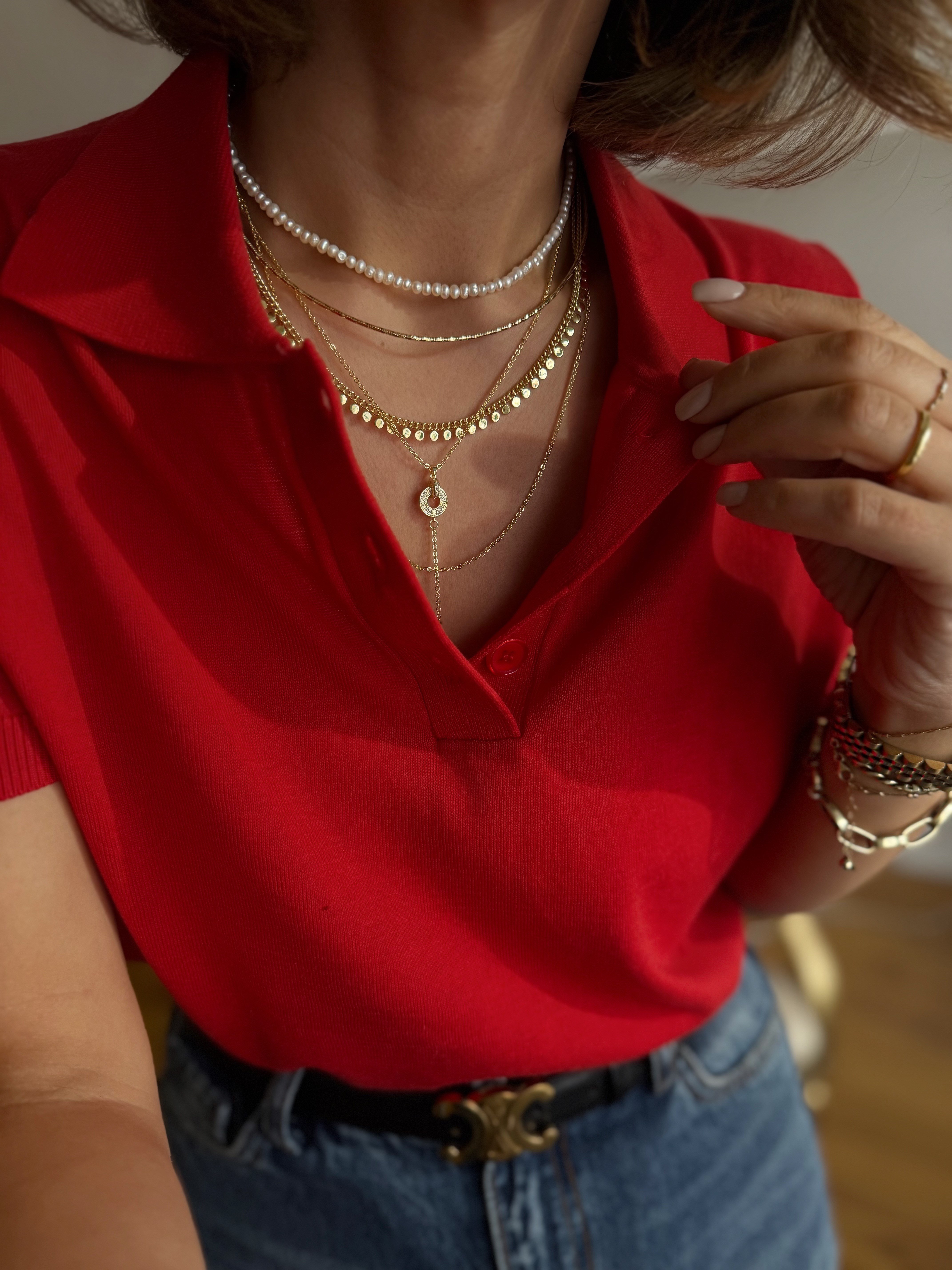 Su İncisi Choker Kolye Kombini