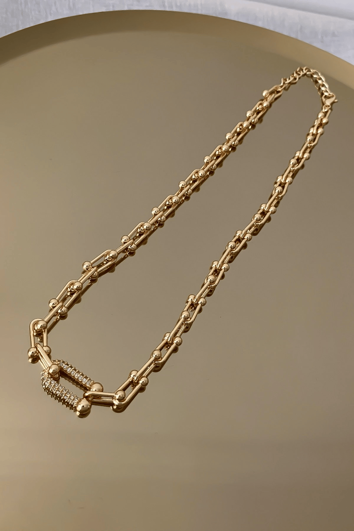 Zirkon Taş Detay İç İçe Geçmeli Marka Model Kolye (50cm)
