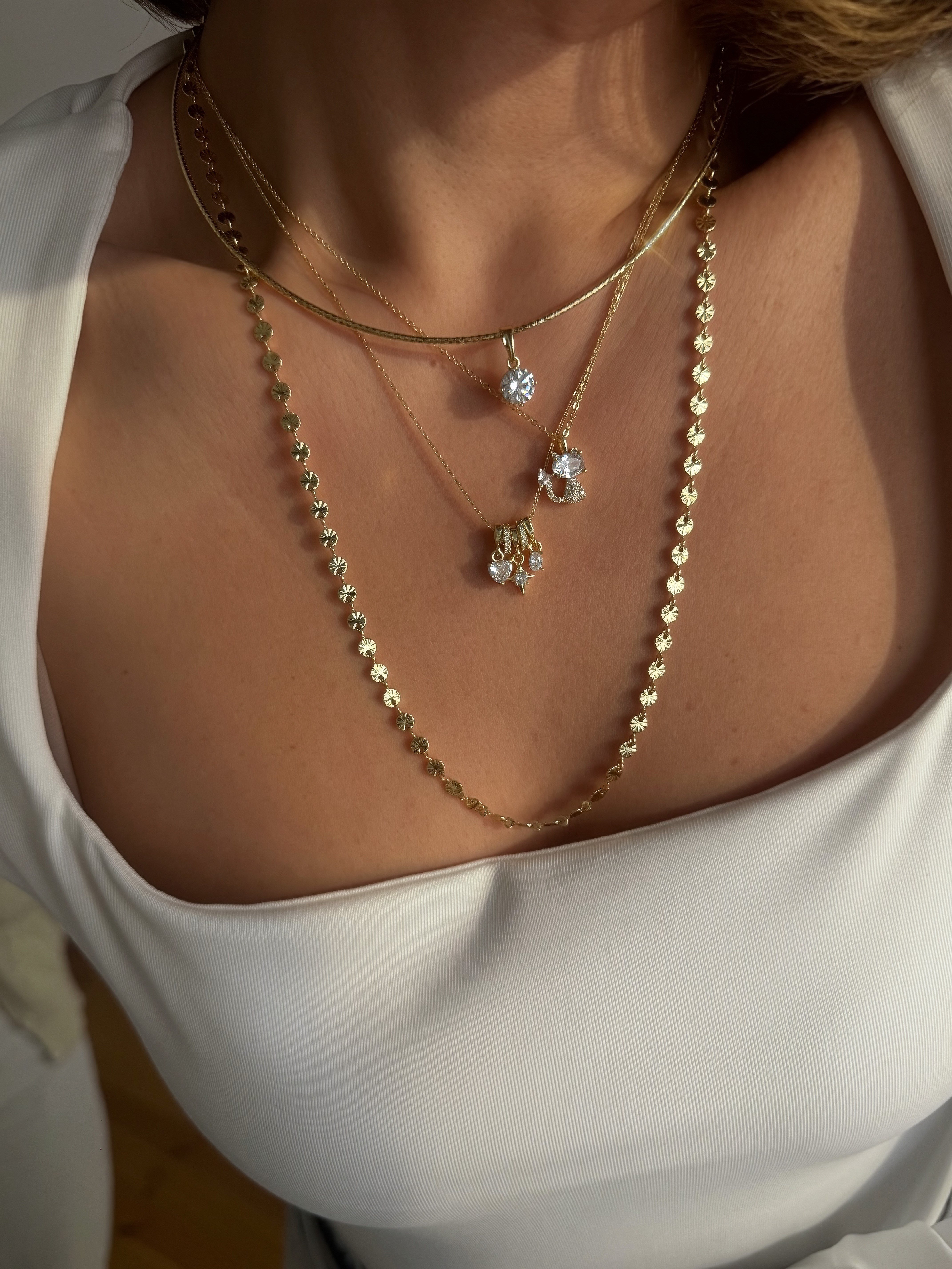 Zirkon Taş Detay Tel Choker Kolye Kombini