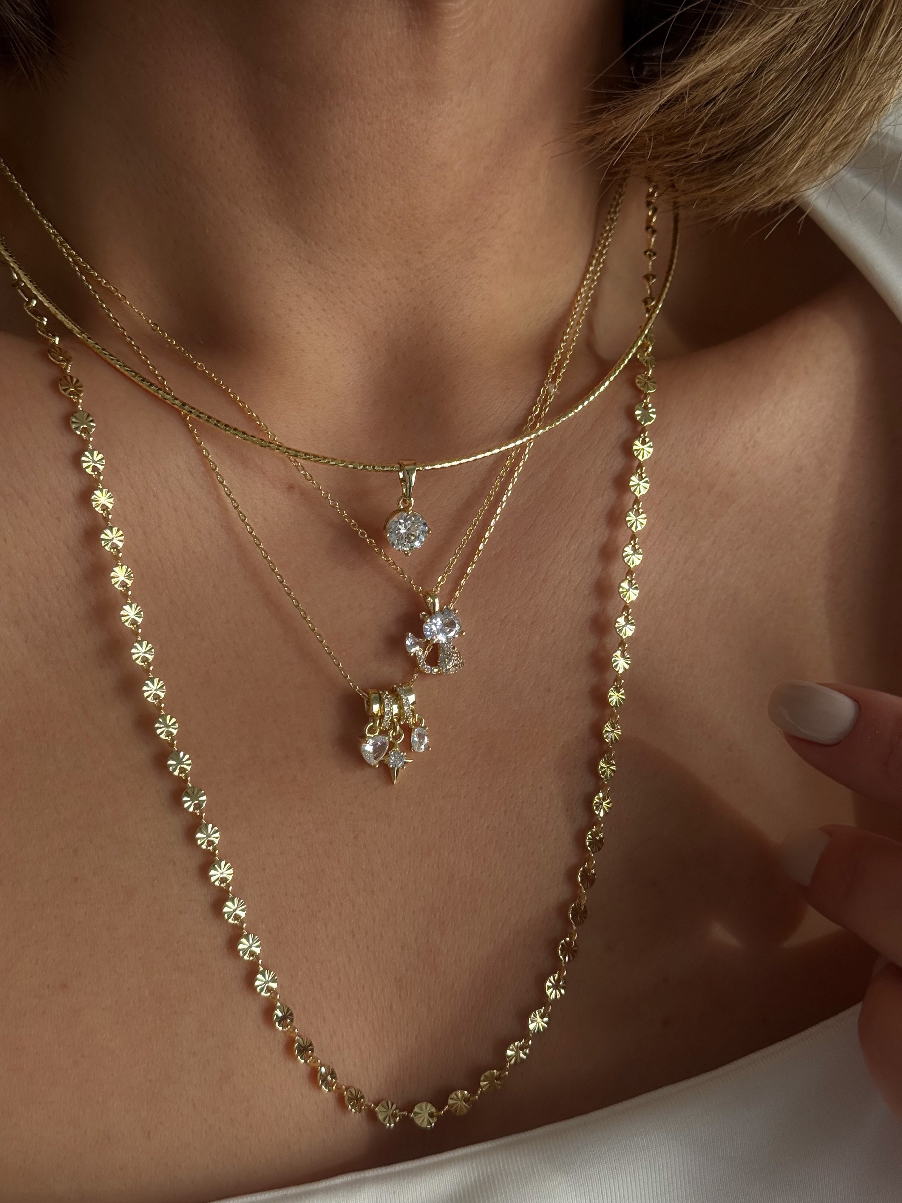 Zirkon Taş Detay Tel Choker Kolye Kombini