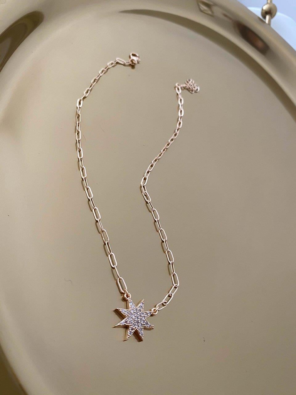 Zirkon Taşlı Kuzey Yıldız Choker Kolye