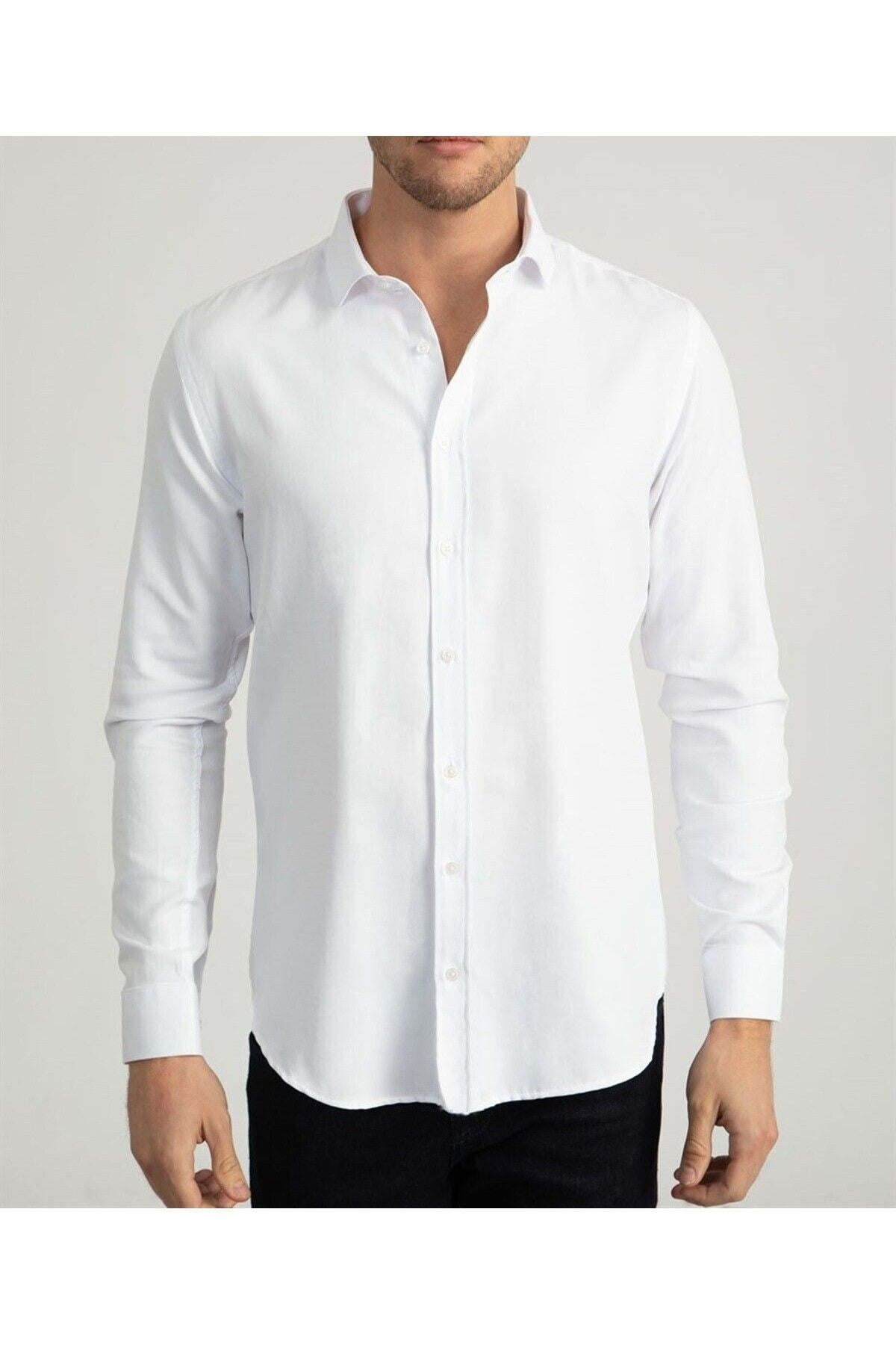 Armür Desenli Uzun Kol Basic Kolay Ütü Teri Emen Slim Fit Slim Fit Gömlek
