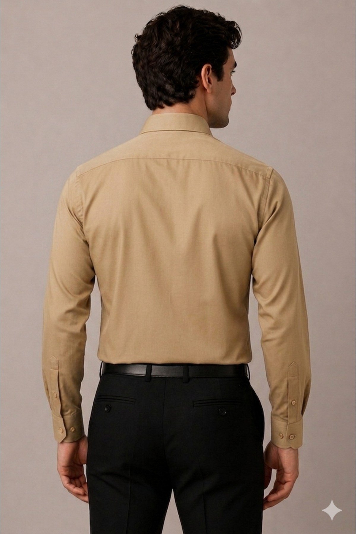 Erkek Slim Fit Gömlek Uzun Kollu Klasik Şık Ofis Günlük Pamuk Saten Karışımlı