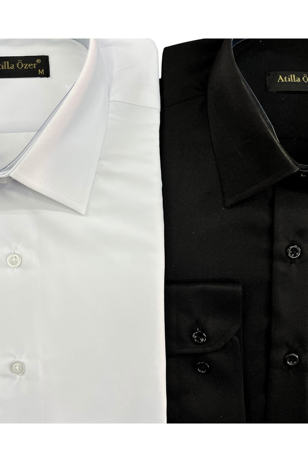 Siyah ve Beyaz Slim Fit Kolay Ütü Teri Emen Nefes Alan Doku Dört Mevsim Erkek Gömlek