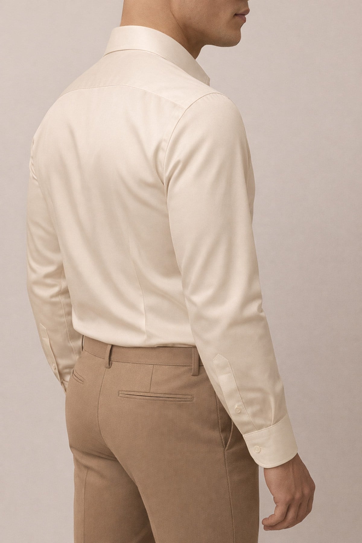 Slim Fit Dar Kesim Uzun Kollu Kolay Ütü Nefes Alan Doku Kravatlık Dört Mevsim Beyaz Erkek Gömlek