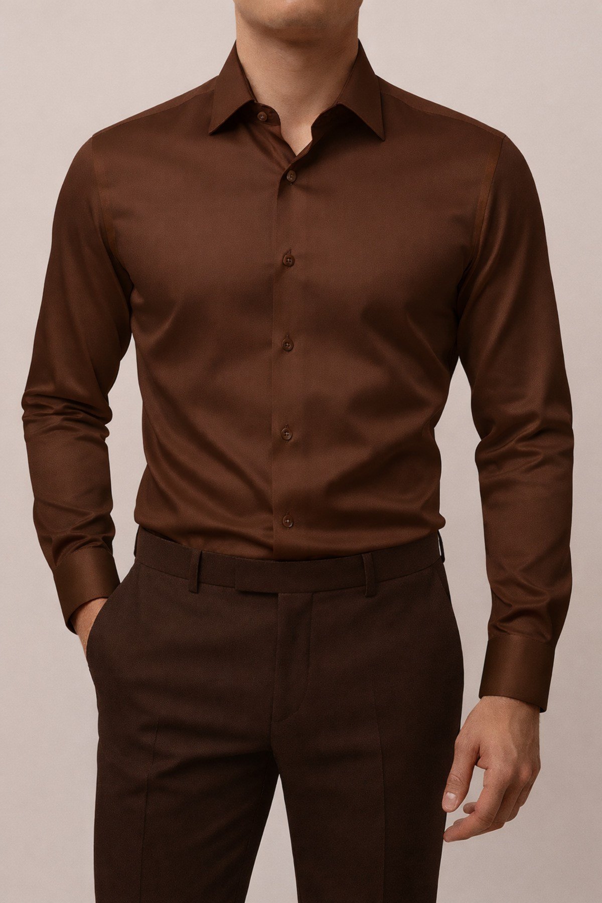 Slim Fit Dar Kesim Uzun Kollu Kolay Ütü Nefes Alan Doku Kravatlık Dört Mevsim Beyaz Erkek Gömlek