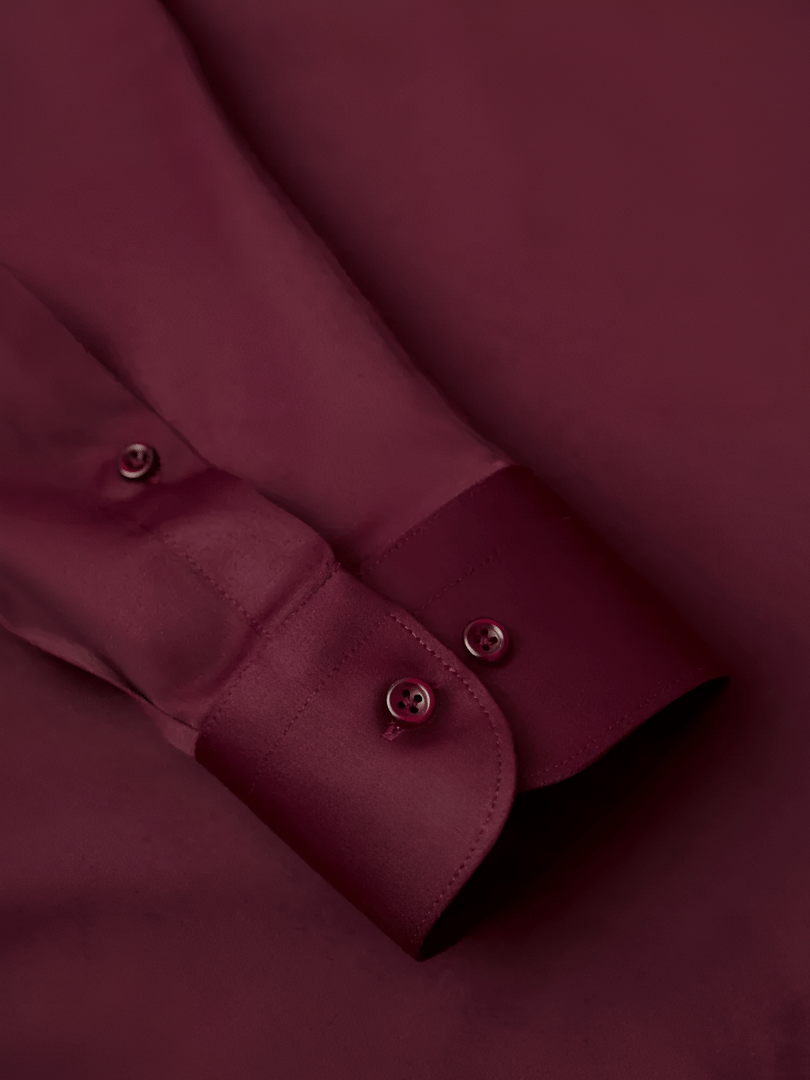 Slim Fit Uzun Kollu Kolay Ütü Teri Emen Nefes Alan Doku Kravatlık Dört Mevsim Bordo Erkek Gömlek