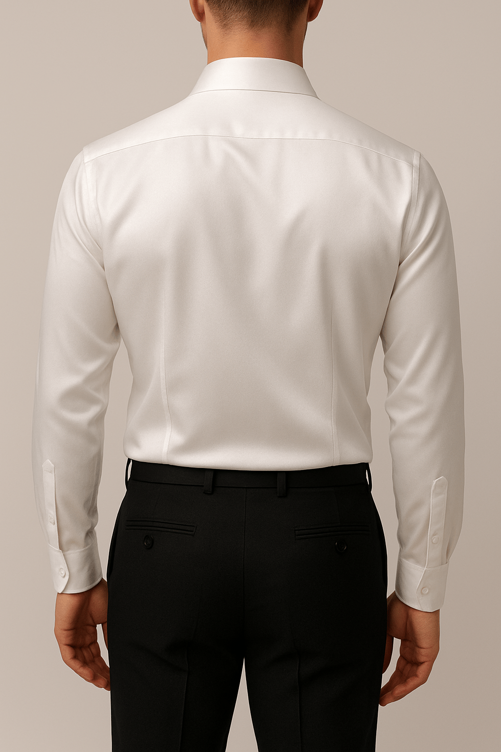 Slim Fit Uzun Kollu Kolay Ütü Teri Emen Nefes Alan Doku Kravatlık Dört Mevsim Beyaz Erkek Gömlek