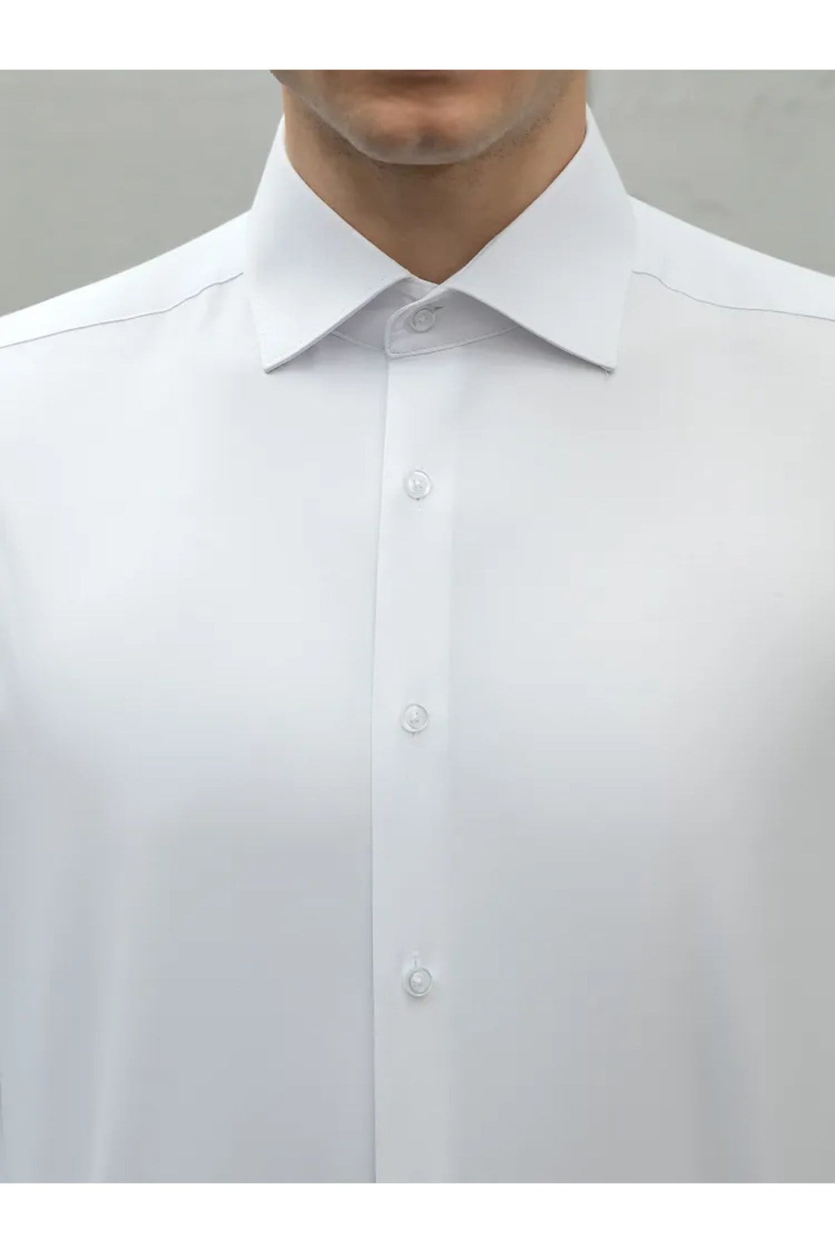 Slim Fit Uzun Kollu Kolay Ütü Teri Emen Nefes Alan Doku Kravatlık Dört Mevsim Erkek Gömlek