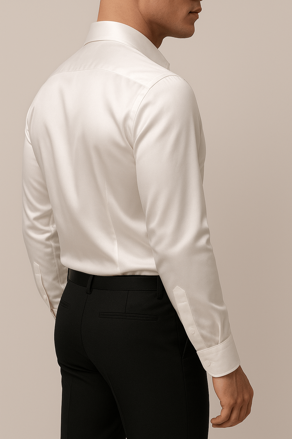 Slim Fit Uzun Kollu Kolay Ütü Teri Emen Nefes Alan Doku Kravatlık Dört Mevsim Beyaz Erkek Gömlek