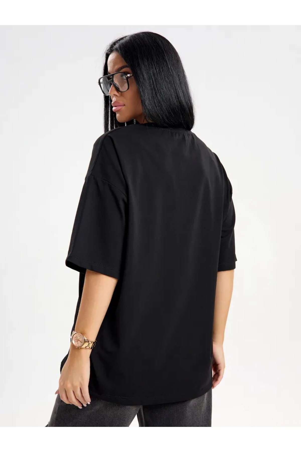 Unisex Bisiklet Yaka Oversize Basic Tshirt