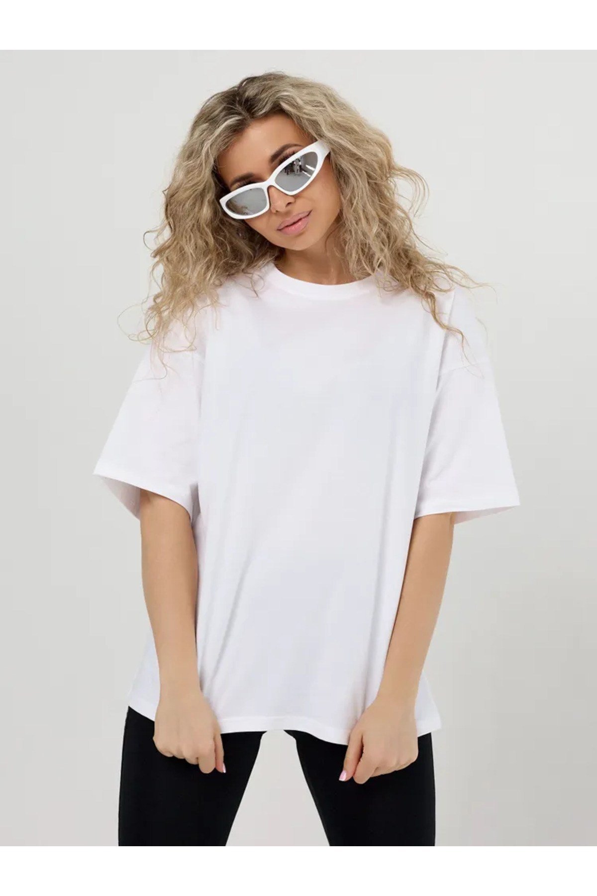 Unisex Bisiklet Yaka Oversize Basic Tshirt