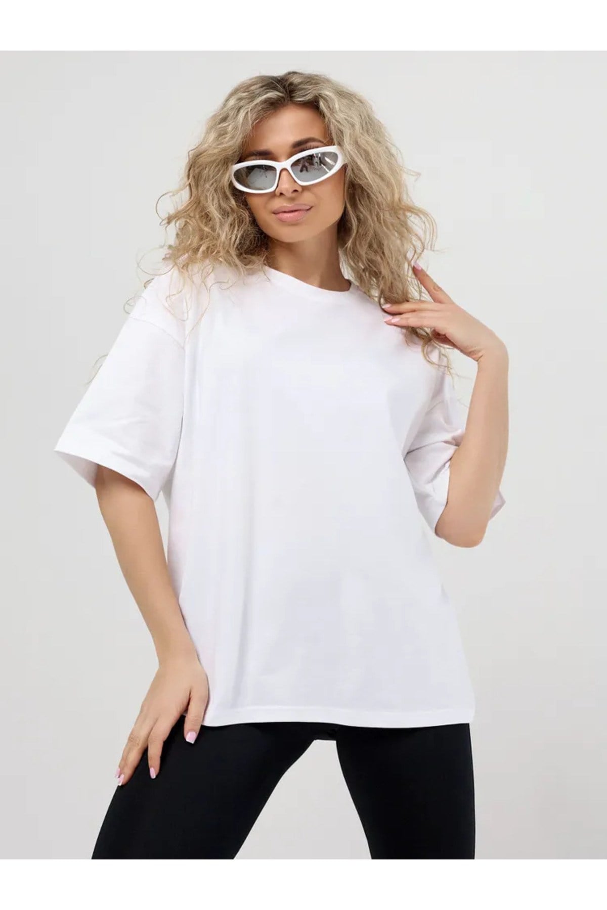 Unisex Bisiklet Yaka Oversize Basic Tshirt