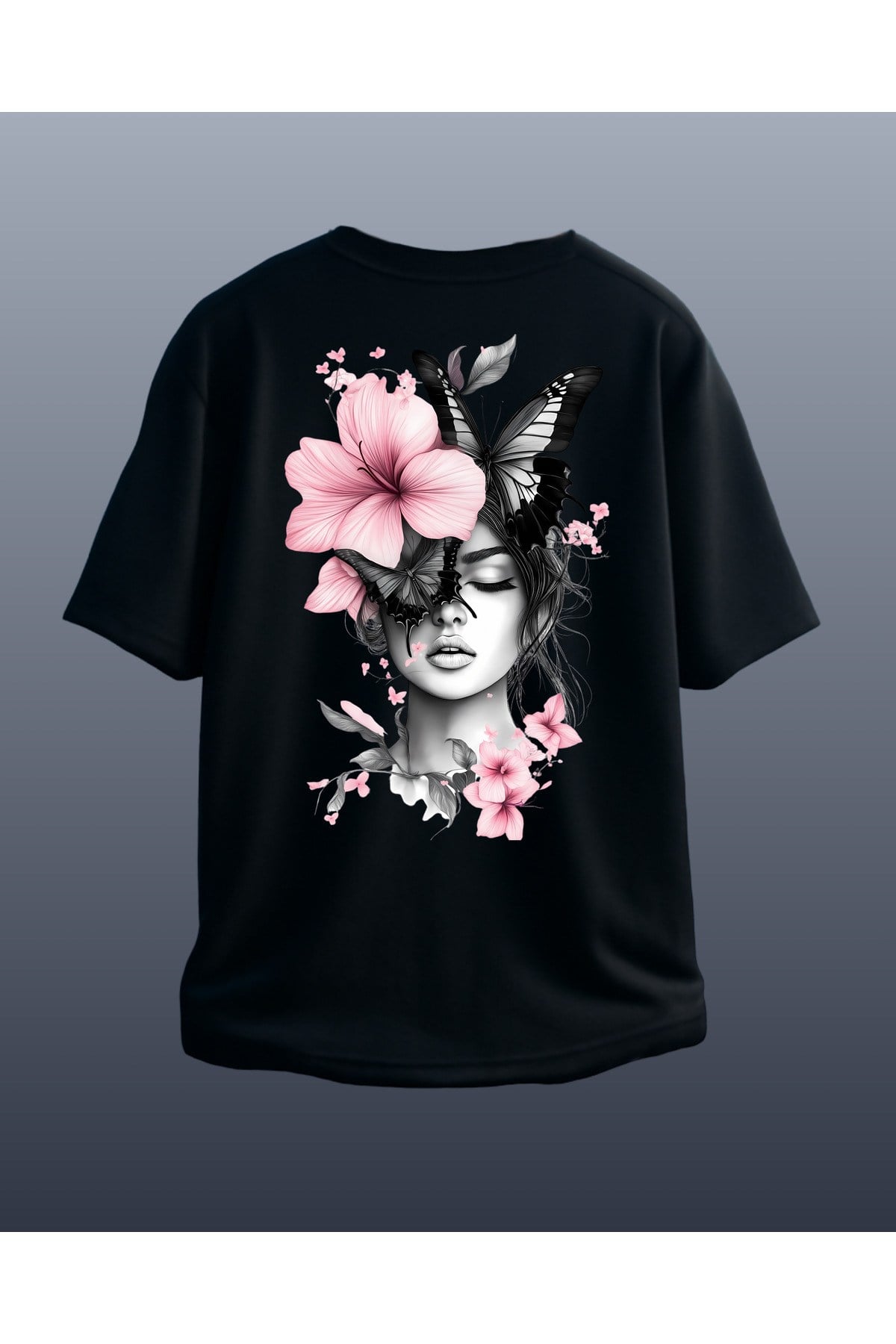 Unisex Erkek/Kadın Özel Baskılı Oversize Pamuklu Bisiklet Yaka T-Shirt