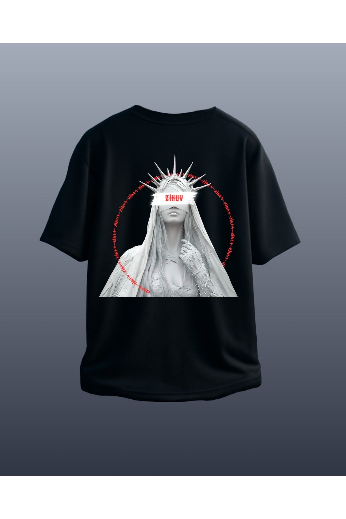Unisex Erkek/Kadın Özel Baskılı Oversize Pamuklu Bisiklet Yaka T-Shirt