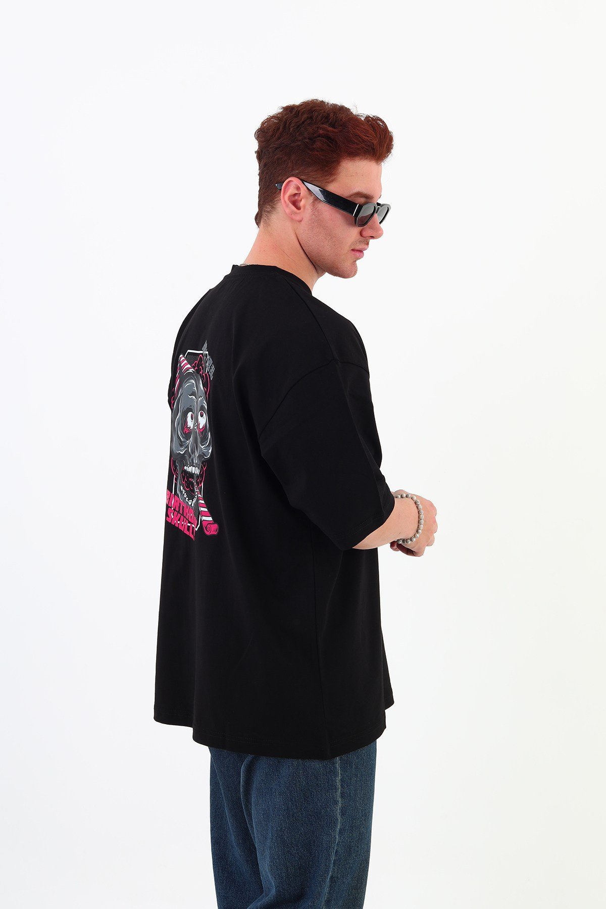 BHİRTDAYSKULL-Oversize Tişört | Sırt Baskılı – Minimal Göğüs Desenli ERKEK Tshirt