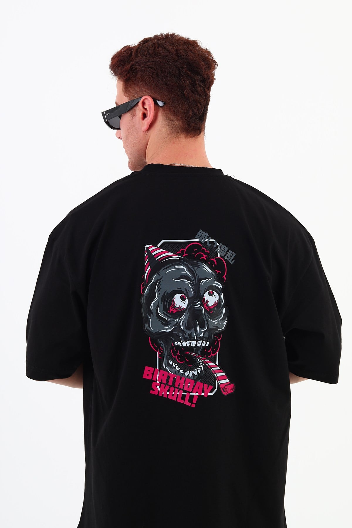 BHİRTDAYSKULL-Oversize Tişört | Sırt Baskılı – Minimal Göğüs Desenli ERKEK Tshirt