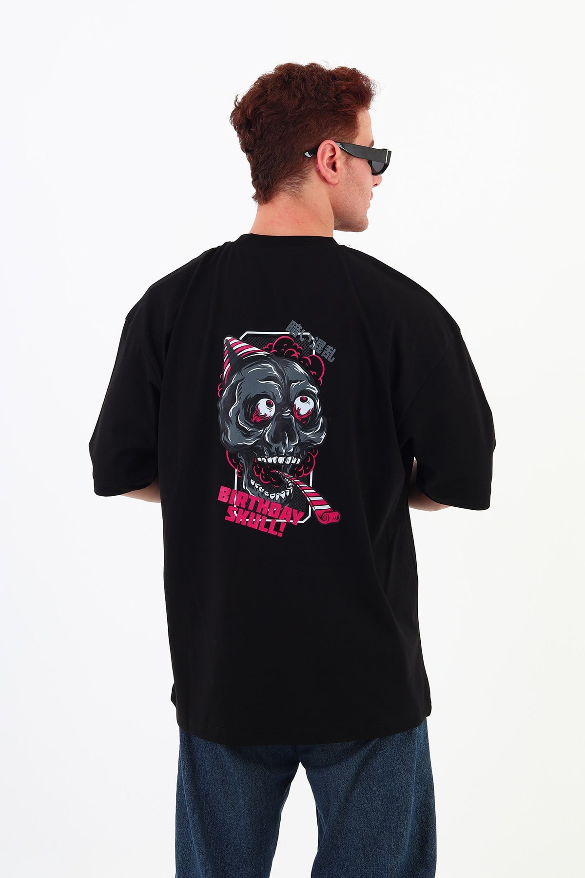 BHİRTDAYSKULL-Oversize Tişört | Sırt Baskılı – Minimal Göğüs Desenli ERKEK Tshirt