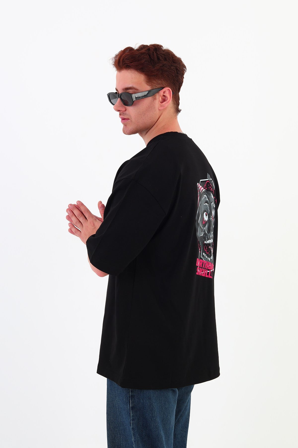 BHİRTDAYSKULL-Oversize Tişört | Sırt Baskılı – Minimal Göğüs Desenli ERKEK Tshirt
