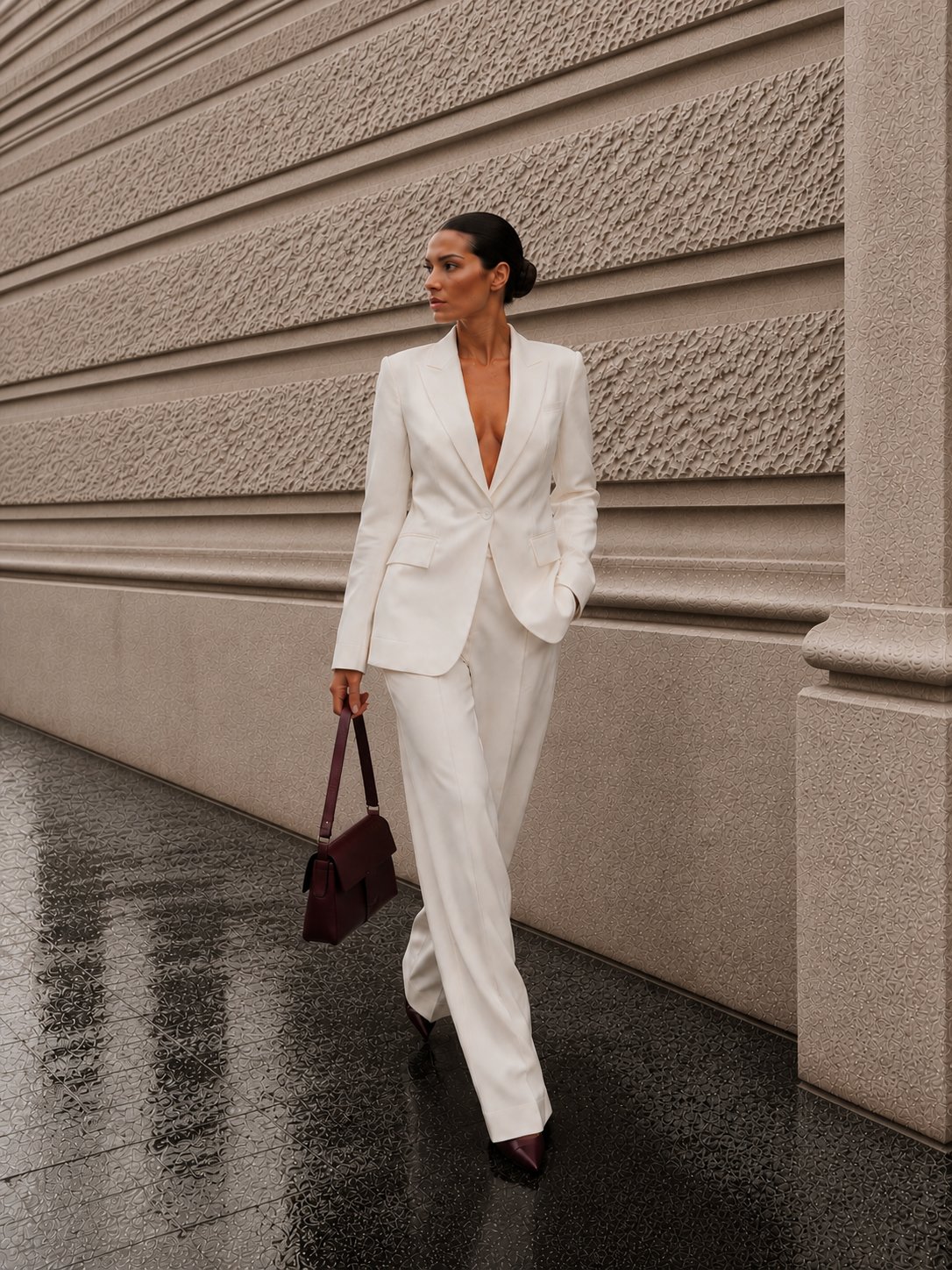 Blazer Takım Elbise Tek Düğme Ceket Pantolon