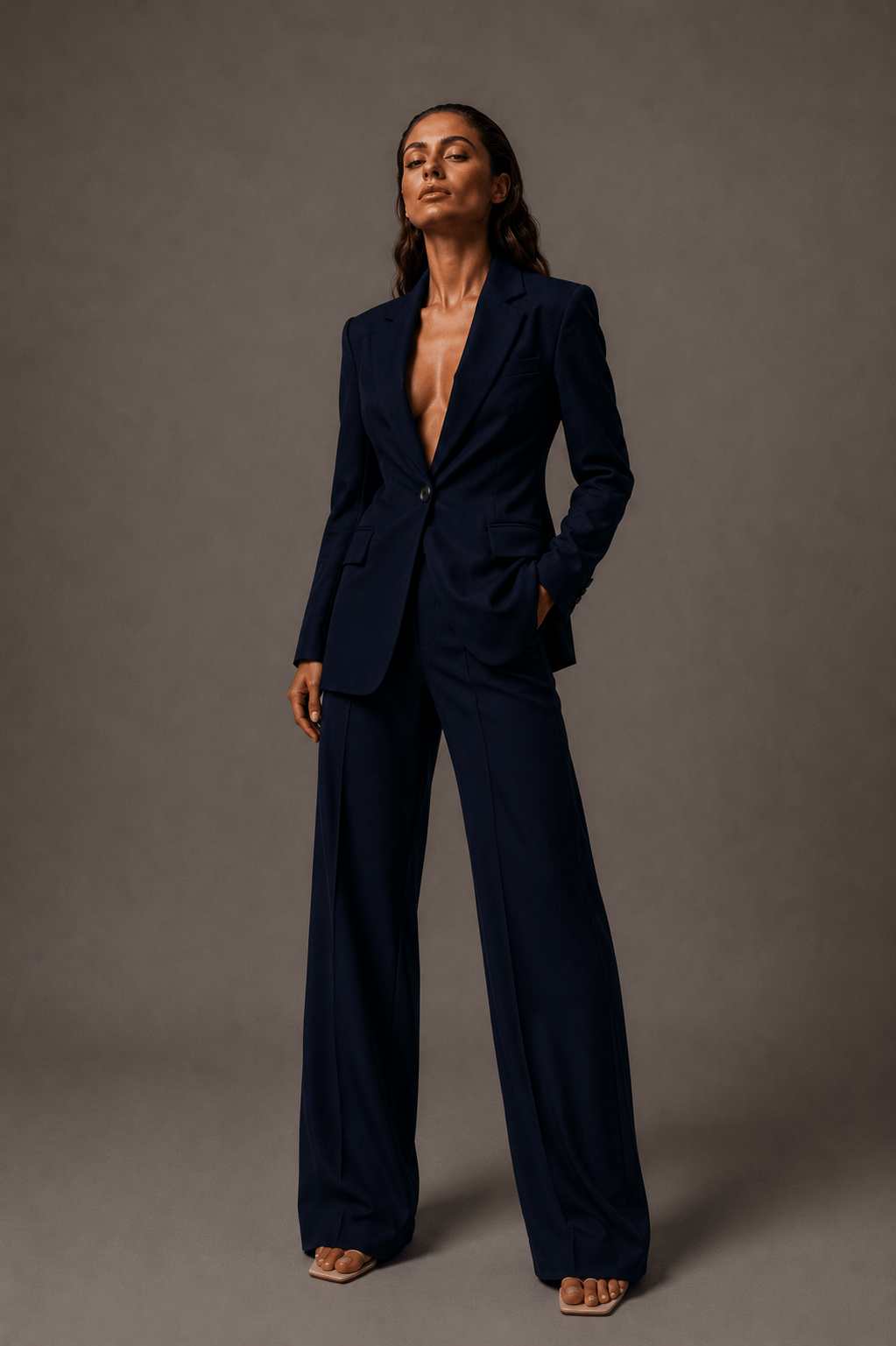 Blazer Takım Elbise Tek Düğme Ceket Pantolon