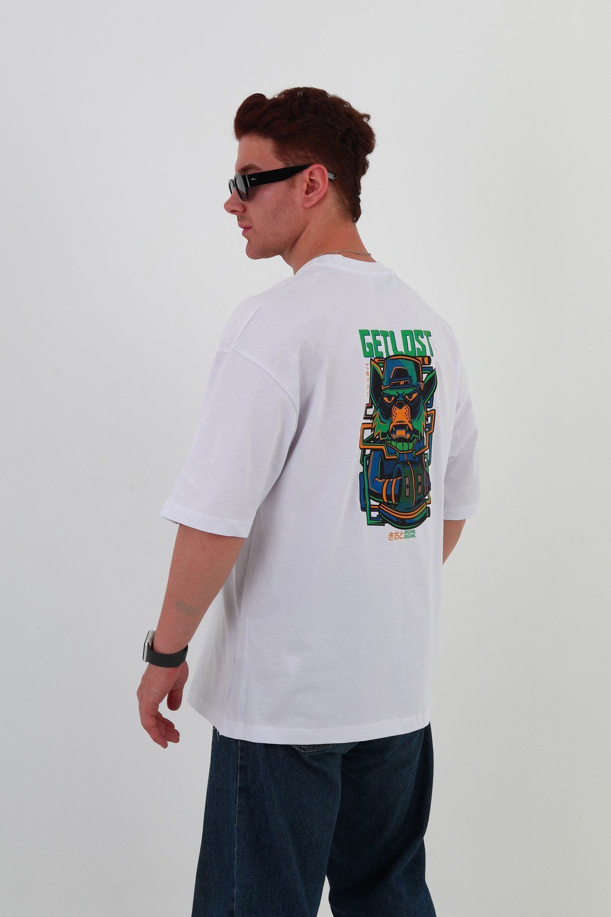 GETLOST-Oversize Tişört | Sırt Baskılı – Minimal Göğüs Desenli Unisex Tshirt