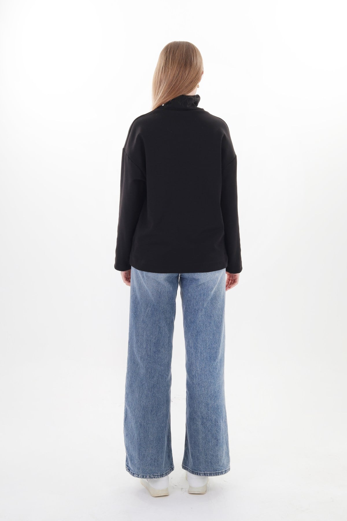 Kadın Oversize Yüksek Yaka Sweatshirt