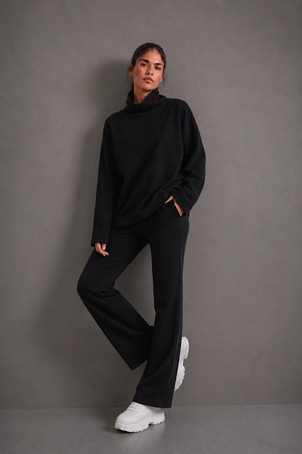 Kadın Oversize Yüksek Yaka Sweatshirt