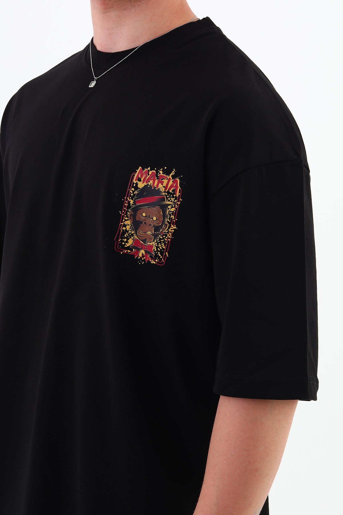 MAFIA-Oversize Tişört | Sırt Baskılı – Minimal Göğüs Desenli Unisex Tshirt