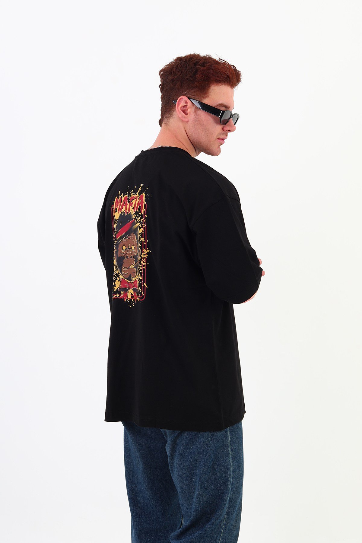 MAFIA-Oversize Tişört | Sırt Baskılı – Minimal Göğüs Desenli Unisex Tshirt