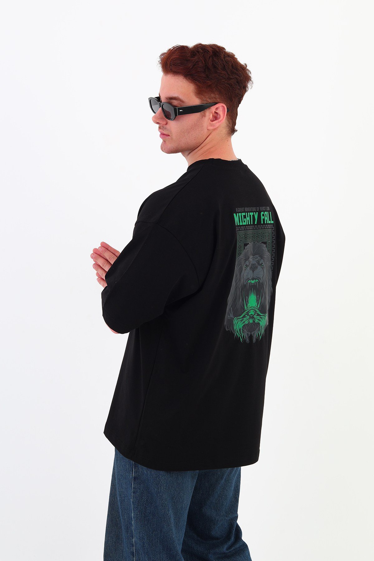 MIGHTY FALL-Oversize Tişört | Sırt Baskılı – Minimal Göğüs Desenli Unisex Tshirt
