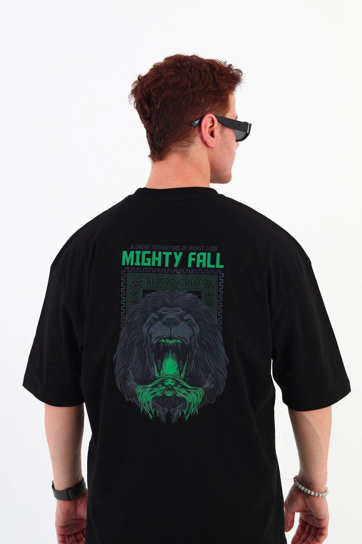 MIGHTY FALL-Oversize Tişört | Sırt Baskılı – Minimal Göğüs Desenli Unisex Tshirt