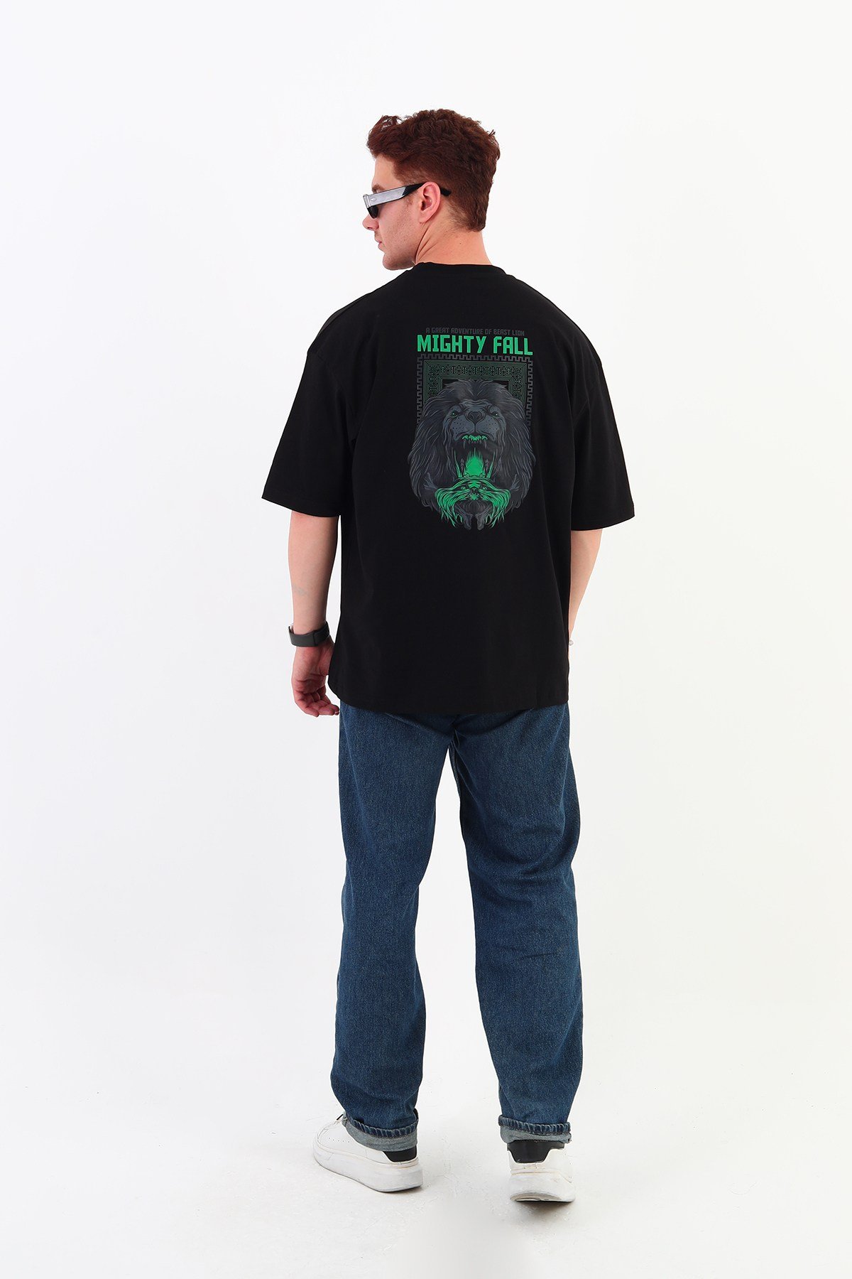 MIGHTY FALL-Oversize Tişört | Sırt Baskılı – Minimal Göğüs Desenli Unisex Tshirt