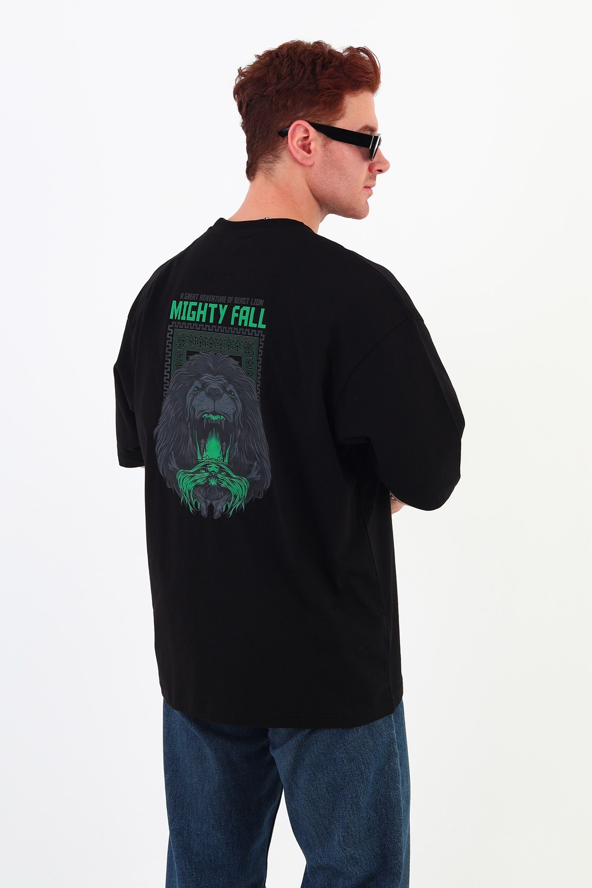 MIGHTY FALL-Oversize Tişört | Sırt Baskılı – Minimal Göğüs Desenli Unisex Tshirt