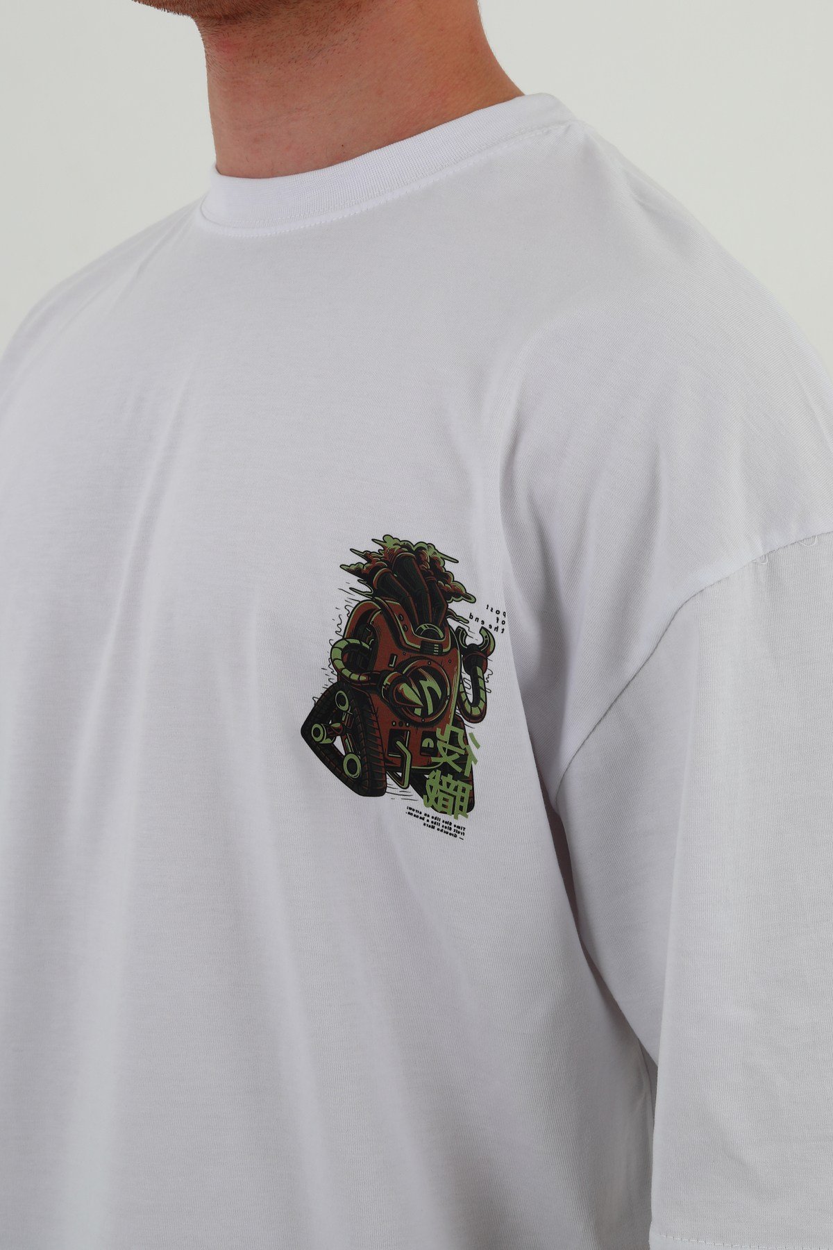 OLD TECH-Oversize Tişört | Sırt Baskılı – Minimal Göğüs Desenli Unisex Tshirt