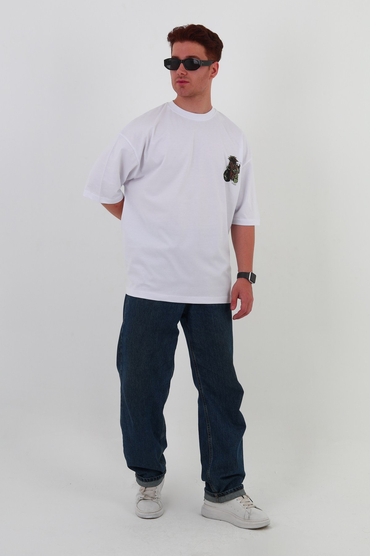 OLD TECH-Oversize Tişört | Sırt Baskılı – Minimal Göğüs Desenli Unisex Tshirt