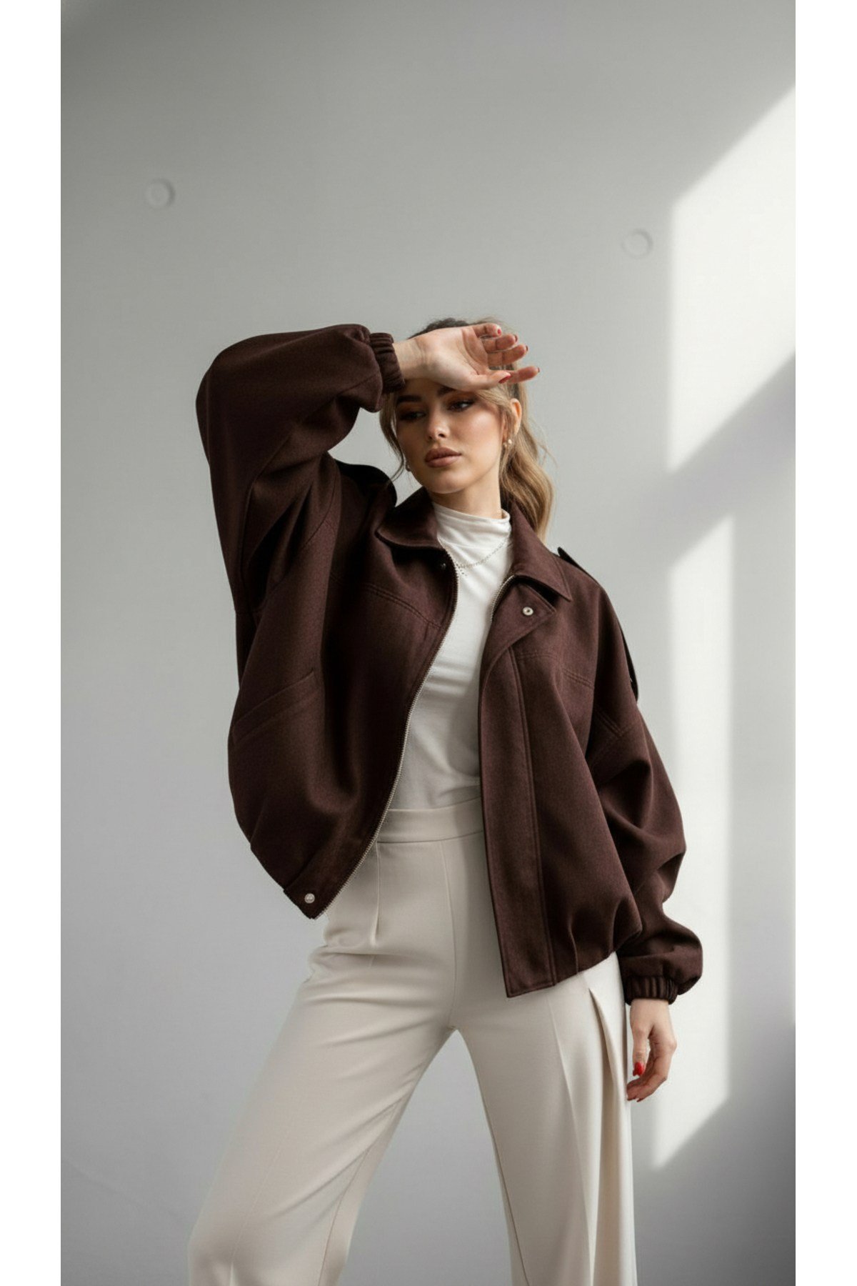 Oversize Bomber Süet Ceket