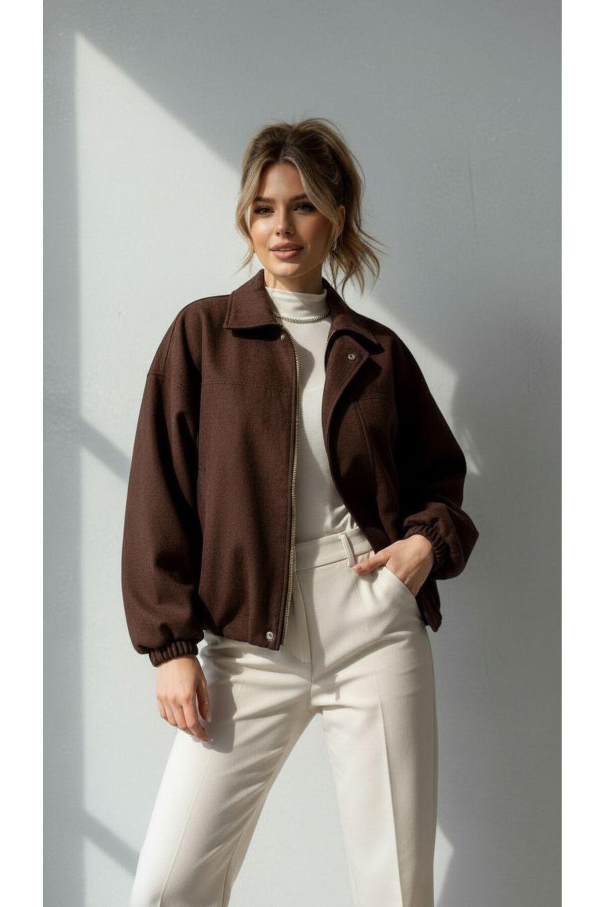 Oversize Bomber Süet Ceket