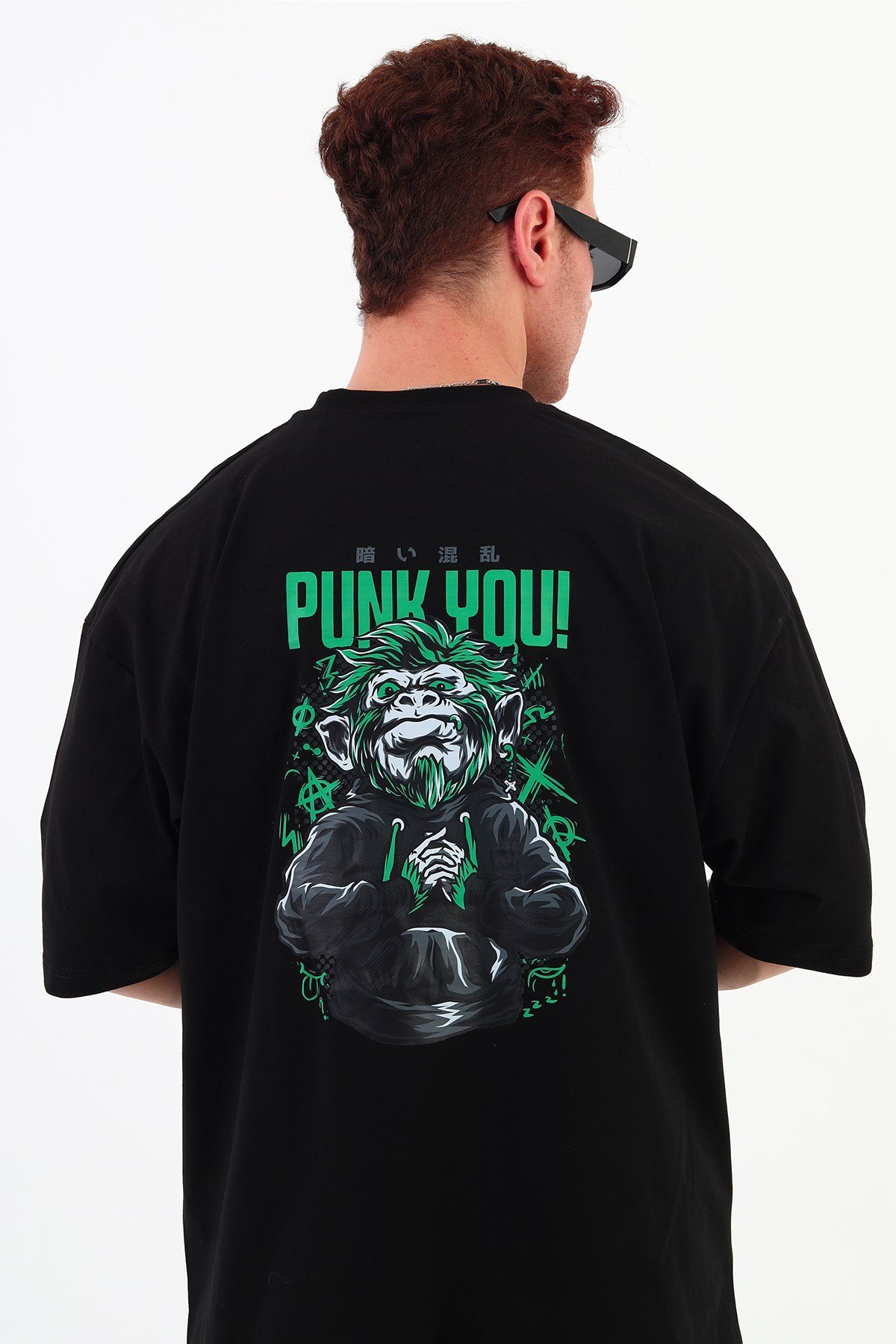 PUNKYOU-Oversize Tişört | Sırt Baskılı – Minimal Göğüs Desenli Unisex Tshirt