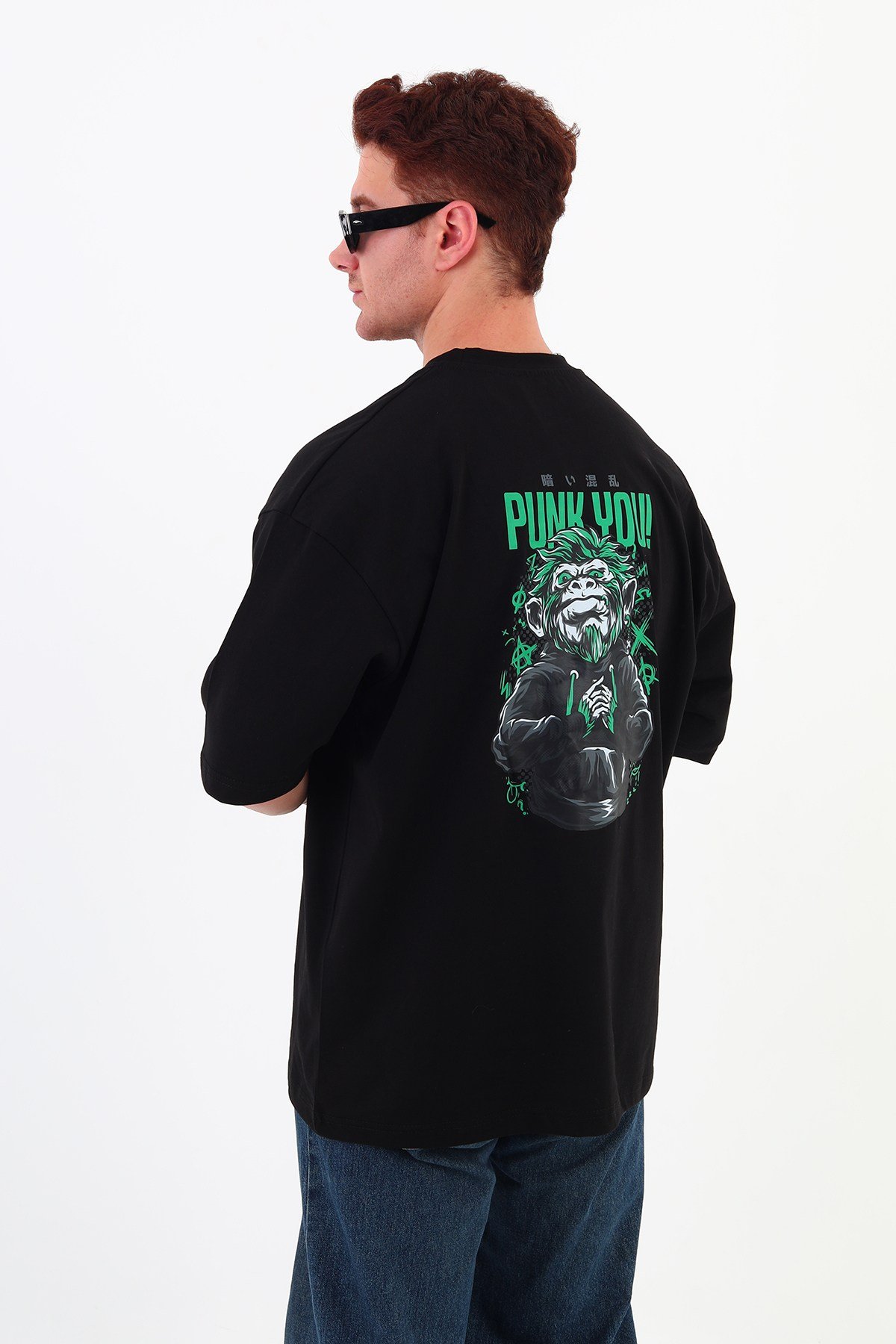 PUNKYOU-Oversize Tişört | Sırt Baskılı – Minimal Göğüs Desenli Unisex Tshirt