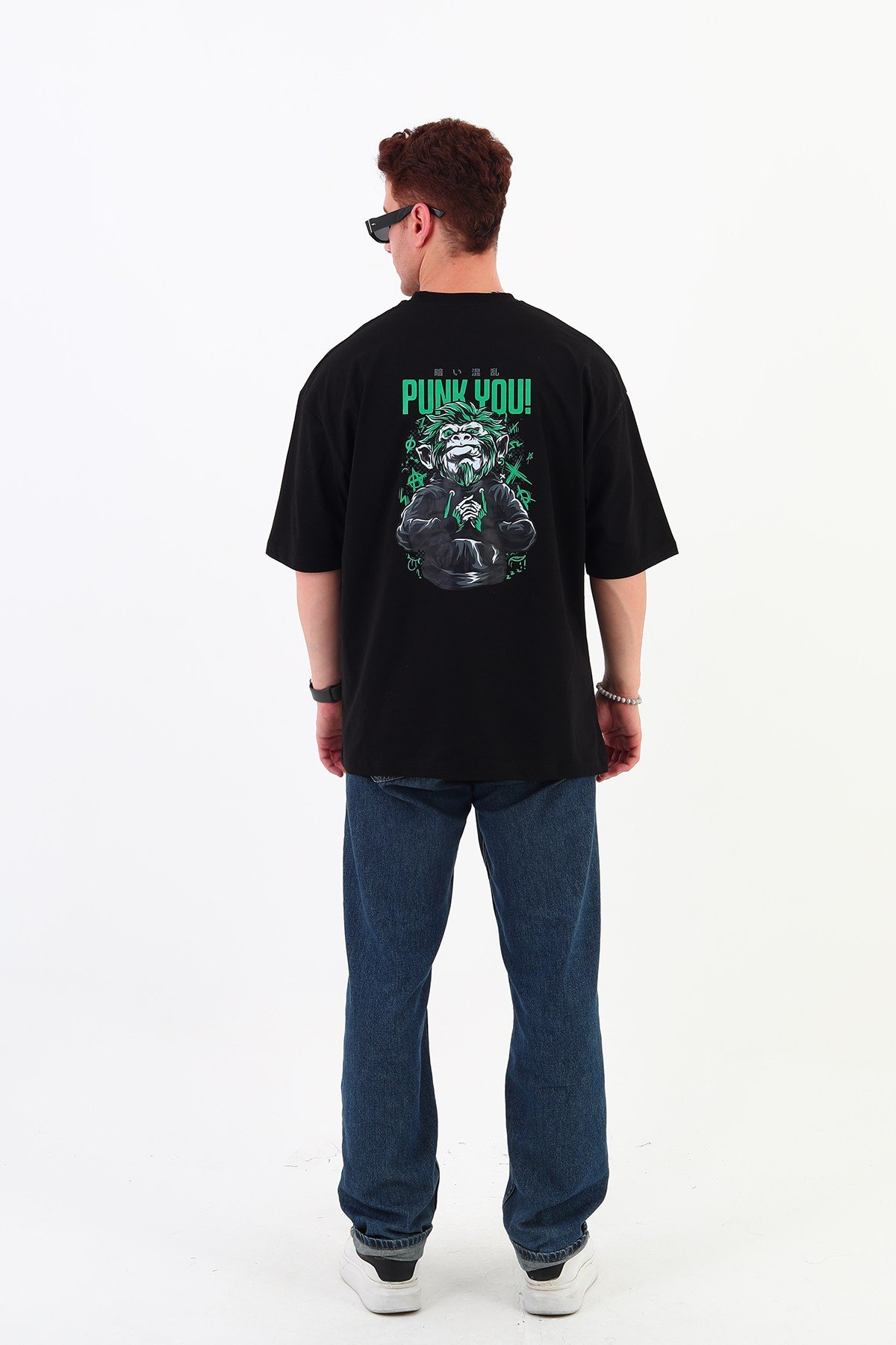 PUNKYOU-Oversize Tişört | Sırt Baskılı – Minimal Göğüs Desenli Unisex Tshirt